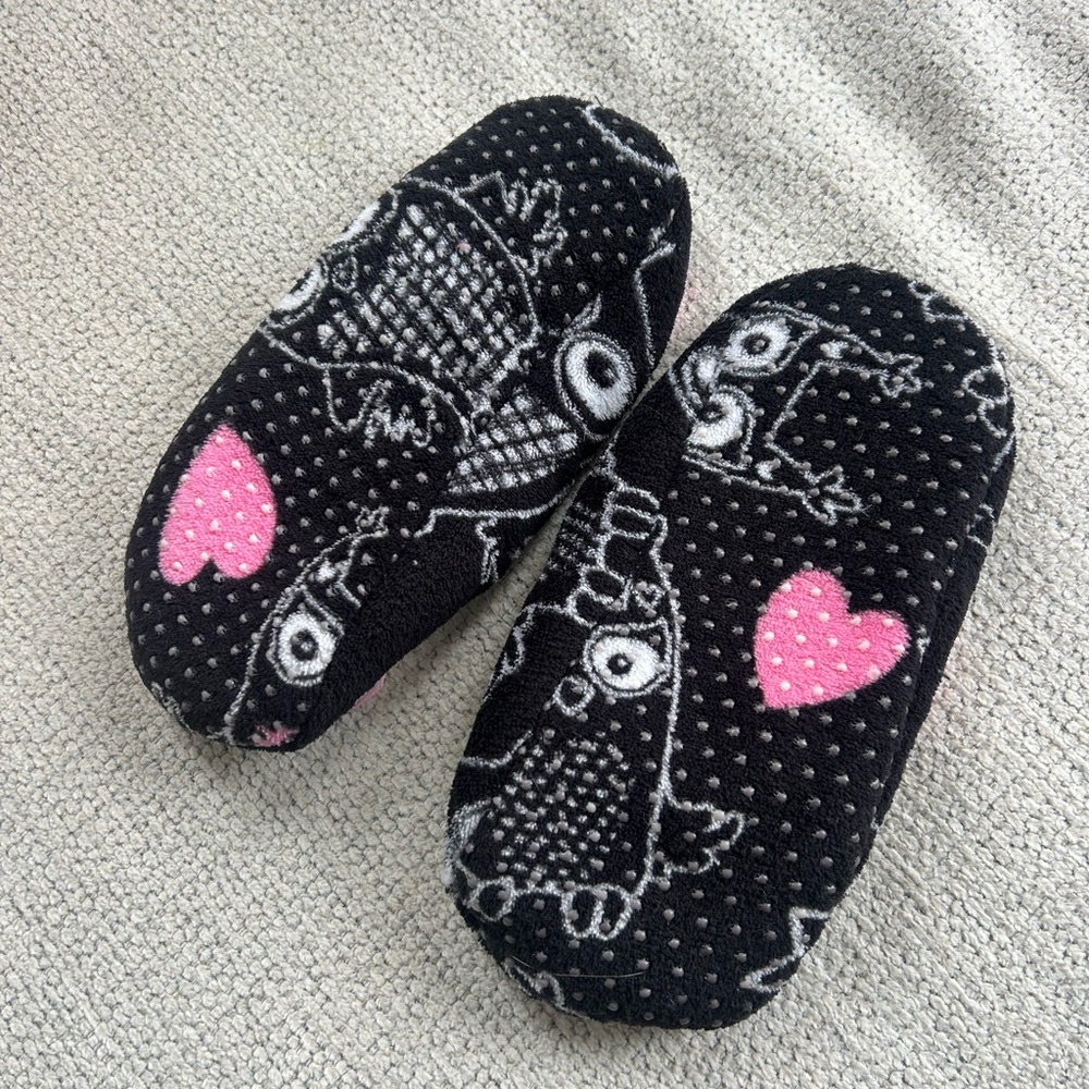 Charming Black and Pink Owl Slippers❤️L - Picture 5 of 7